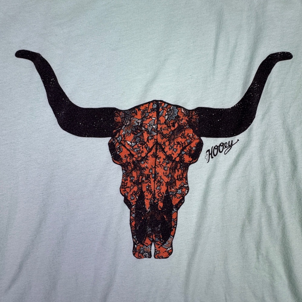 Hooey Women's Western T-Shirt Short Sleeve Cow Skull Mint Green Size‎ XXL